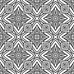 Vector geometric seamless pattern. Minimal ornamental background with abstract shapes. Black and white texture. Simple abstract ornament background. Dark repeat design for decor, fabric, cloth.