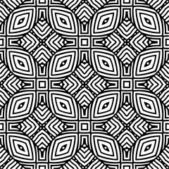 Vector geometric seamless pattern. Minimal ornamental background with abstract shapes. Black and white texture. Simple abstract ornament background. Dark repeat design for decor, fabric, cloth.