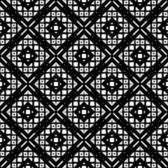 Vector geometric seamless pattern. Minimal ornamental background with abstract shapes. Black and white texture. Simple abstract ornament background. Dark repeat design for decor, fabric, cloth.