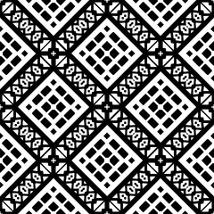 Vector geometric seamless pattern. Minimal ornamental background with abstract shapes. Black and white texture. Simple abstract ornament background. Dark repeat design for decor, fabric, cloth.