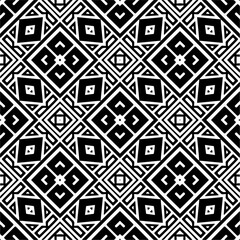 Vector geometric seamless pattern. Minimal ornamental background with abstract shapes. Black and white texture. Simple abstract ornament background. Dark repeat design for decor, fabric, cloth.
