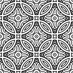 Vector geometric seamless pattern. Minimal ornamental background with abstract shapes. Black and white texture. Simple abstract ornament background. Dark repeat design for decor, fabric, cloth.