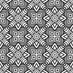 Vector geometric seamless pattern. Minimal ornamental background with abstract shapes. Black and white texture. Simple abstract ornament background. Dark repeat design for decor, fabric, cloth.