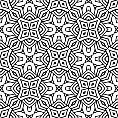 Vector geometric seamless pattern. Minimal ornamental background with abstract shapes. Black and white texture. Simple abstract ornament background. Dark repeat design for decor, fabric, cloth.