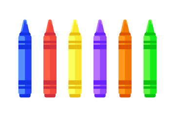 Wax crayon vector illustration set. Different colors for drawing. Childrens color illustration. 
