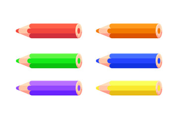 Pencil vector illustration set. Different colors for drawing. Childrens color illustration. 