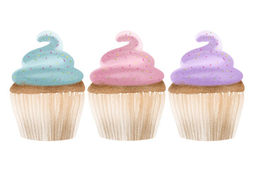 Three cupcakes