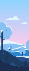 Winter vector illustration. Winter landscape scene.