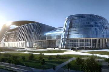 Future Technology Research Center And Futuristic University Building. Generative AI