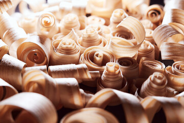 Close up of wood shavings texture