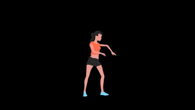 2D Cartoon Woman Dancing Animation With Alpha Video