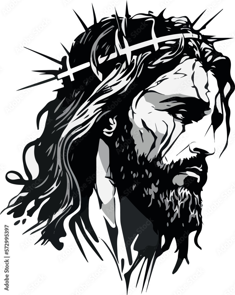 Wall mural jesus christ head silhouette