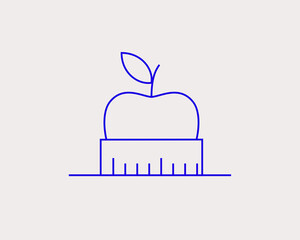 Concept of diet for weight loss in a flat style. Sport thin line icon. Health editable stroke icon.  Vector illustration
