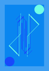 Blue Harmony: abstract geometric graphic with turquoise color, circles and intersecting lines
