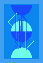Abstract geometric graphic with marine color, circles and intersecting lines
