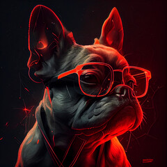 French Bulldog street art n&eacute;on IA g&eacute;n&eacute;rative