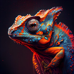 cam&eacute;l&eacute;on iguane street art n&eacute;on ia g&eacute;n&eacute;rative