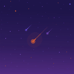 Fototapeta na wymiar Meteor shower in night sky. Starry sky wallpaper