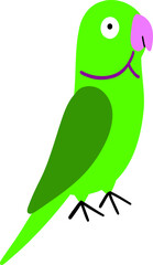 Green parrot with pink beak