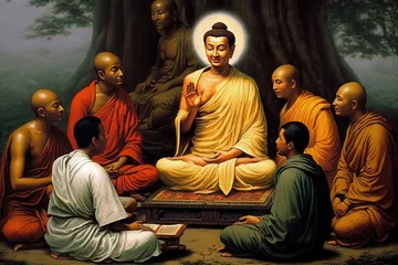 Tuinposter Buddha teaching his disciples © Kien