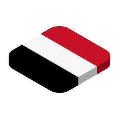 Yemen flag - 3D isometric square flag with rounded corners.