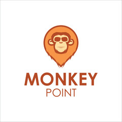 Monkey Logo Design Template with monk icon. Perfect for business, company, mobile, app, etc