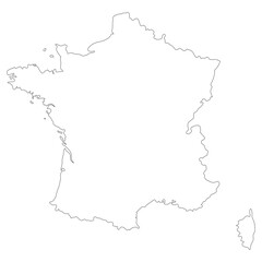 France map. French map. Outline on white background 
