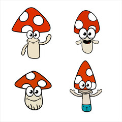 Mushroom character. Funny children drawing