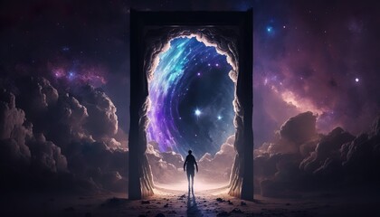 A huge gate with a portal to another dimension  - Illustration, Generative AI