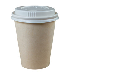 disposable cardboard cup for takeaway cappuccino or coffee, png transparent background