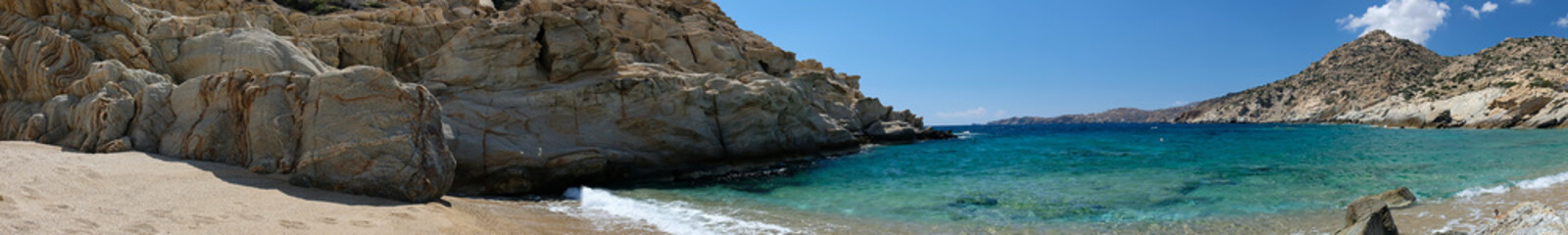 The beautiful turquoise dream sandy beach of Sapounohoma in Ios Greece