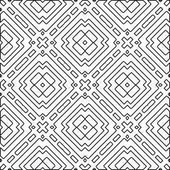  Monochrome ornamental texture with smooth linear shapes, zigzag lines, lace pattern.Abstract geometric black and white pattern for web page, textures, card, poster, fabric, textile.