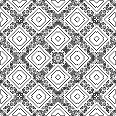  Monochrome ornamental texture with smooth linear shapes, zigzag lines, lace pattern.Abstract geometric black and white pattern for web page, textures, card, poster, fabric, textile.