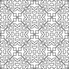  Monochrome ornamental texture with smooth linear shapes, zigzag lines, lace pattern.Abstract geometric black and white pattern for web page, textures, card, poster, fabric, textile.