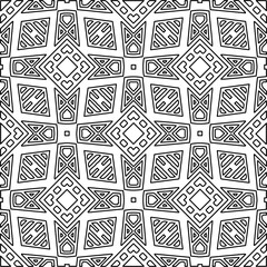  Monochrome ornamental texture with smooth linear shapes, zigzag lines, lace pattern.Abstract geometric black and white pattern for web page, textures, card, poster, fabric, textile.