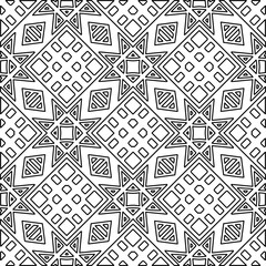  Monochrome ornamental texture with smooth linear shapes, zigzag lines, lace pattern.Abstract geometric black and white pattern for web page, textures, card, poster, fabric, textile.