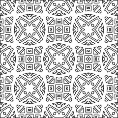  Monochrome ornamental texture with smooth linear shapes, zigzag lines, lace pattern.Abstract geometric black and white pattern for web page, textures, card, poster, fabric, textile.