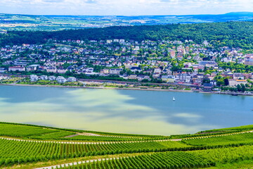 Bingen and Rhein Rhine river near Ruedesheim am Rhein, Rudesheim