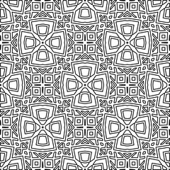  Monochrome ornamental texture with smooth linear shapes, zigzag lines, lace pattern.Abstract geometric black and white pattern for web page, textures, card, poster, fabric, textile.