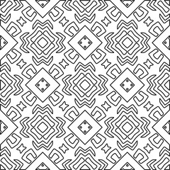  Monochrome ornamental texture with smooth linear shapes, zigzag lines, lace pattern.Abstract geometric black and white pattern for web page, textures, card, poster, fabric, textile.