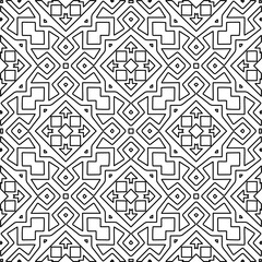 Monochrome ornamental texture with smooth linear shapes, zigzag lines, lace pattern.Abstract geometric black and white pattern for web page, textures, card, poster, fabric, textile.