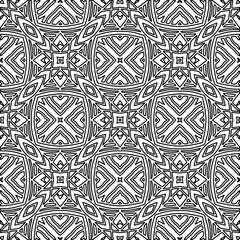  Monochrome ornamental texture with smooth linear shapes, zigzag lines, lace pattern.Abstract geometric black and white pattern for web page, textures, card, poster, fabric, textile.