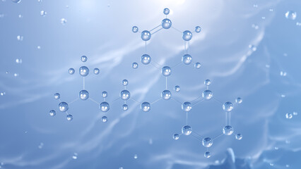 diphenhydramine molecular structure, 3d model molecule, benadryl, structural chemical formula view from a microscope