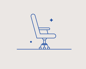 Concept of office chair in a flat style. Work thin line icon. Office editable stroke icon.  Vector illustration
