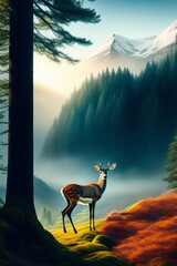 deer in the mountains digital art