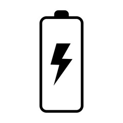 Battery icon with lightning bolt sign. Battery charging icon with lightning bolt symbol.