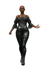 Fototapeta premium 3d render illustration black woman urban fantasy witch isolated