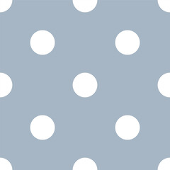 Seamless pattern in retro style. Abstract vintage pattern with large white polka dots on gray background for textile, wrapping paper, banners, print, packaging and other design. Vector illustration