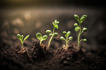 germinated seeds from the ground plants Generative AI