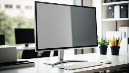 shot of a desktop computer in a creative modern office.   generative AI.